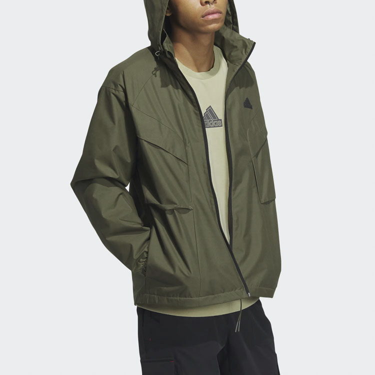 Purchase adidas Urban Outdoor Logo Hooded Jacket Olive Green Casual Wear IS0451