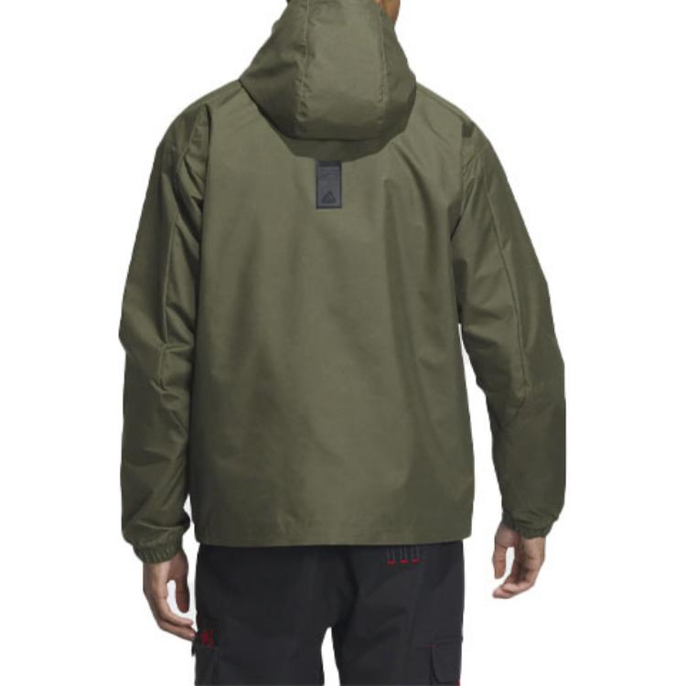 Details for adidas Urban Outdoor Logo Hooded Jacket Olive Green Casual Wear IS0451