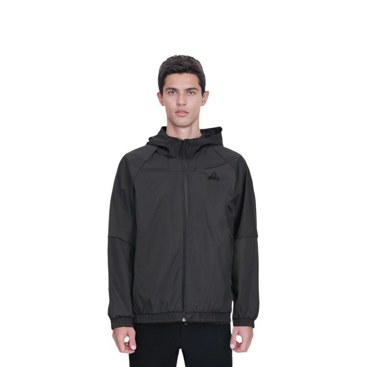 Cheap 阿迪达斯户外纯色连帽衫黑色男款夹克 IP4920