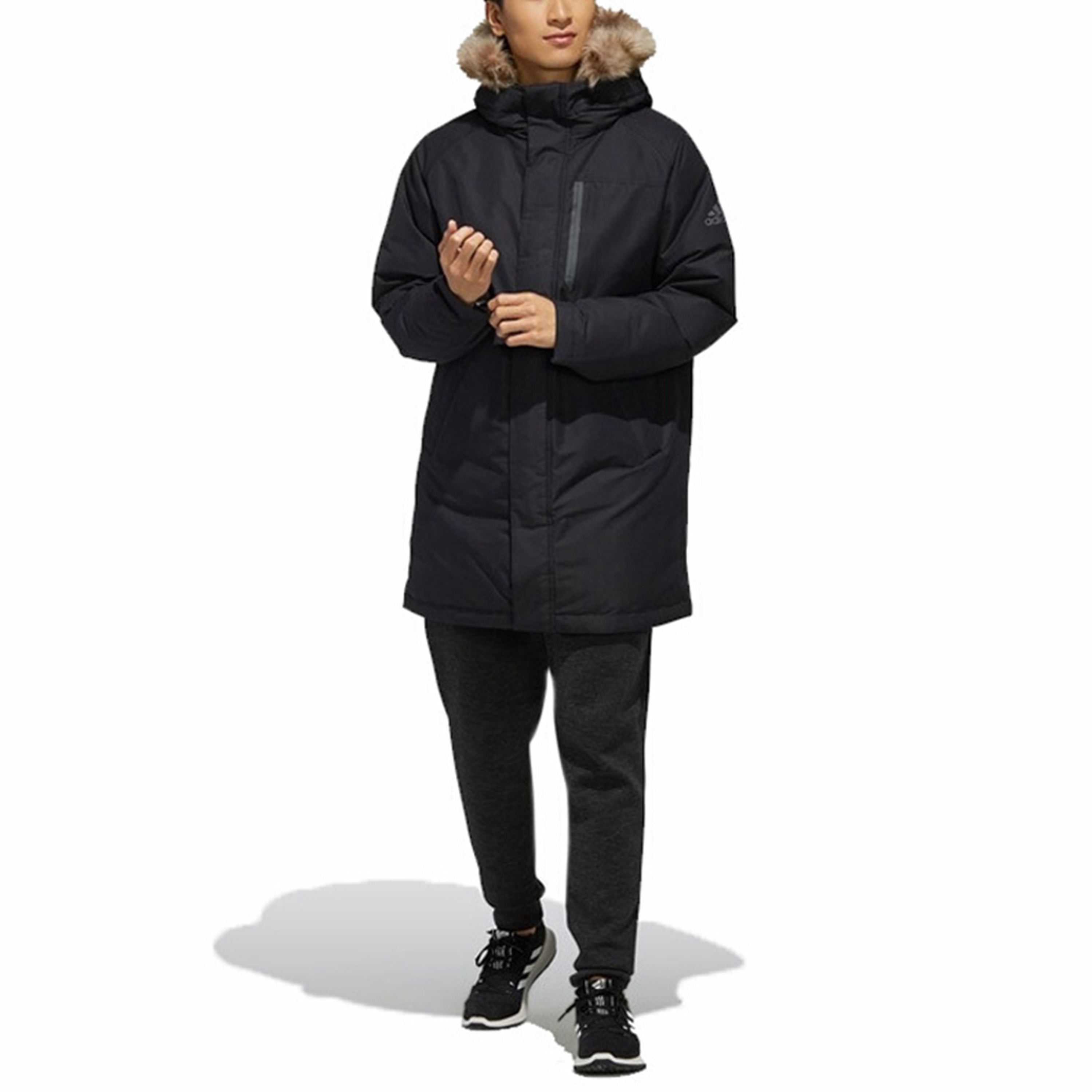 Shop adidas Utility Down Parka Hooded Long Black Winter Jacket for Men EH3975