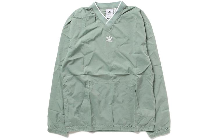 adidas V-Neck Pullover Retro Long-Sleeve Sweatshirt Green HR8580
