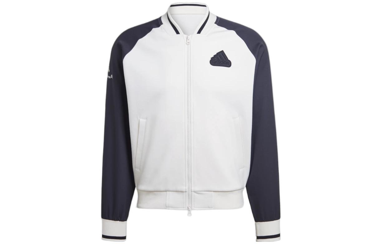 adidas V-Neck White Jacket with Logo Embroidery Unisex HY2711