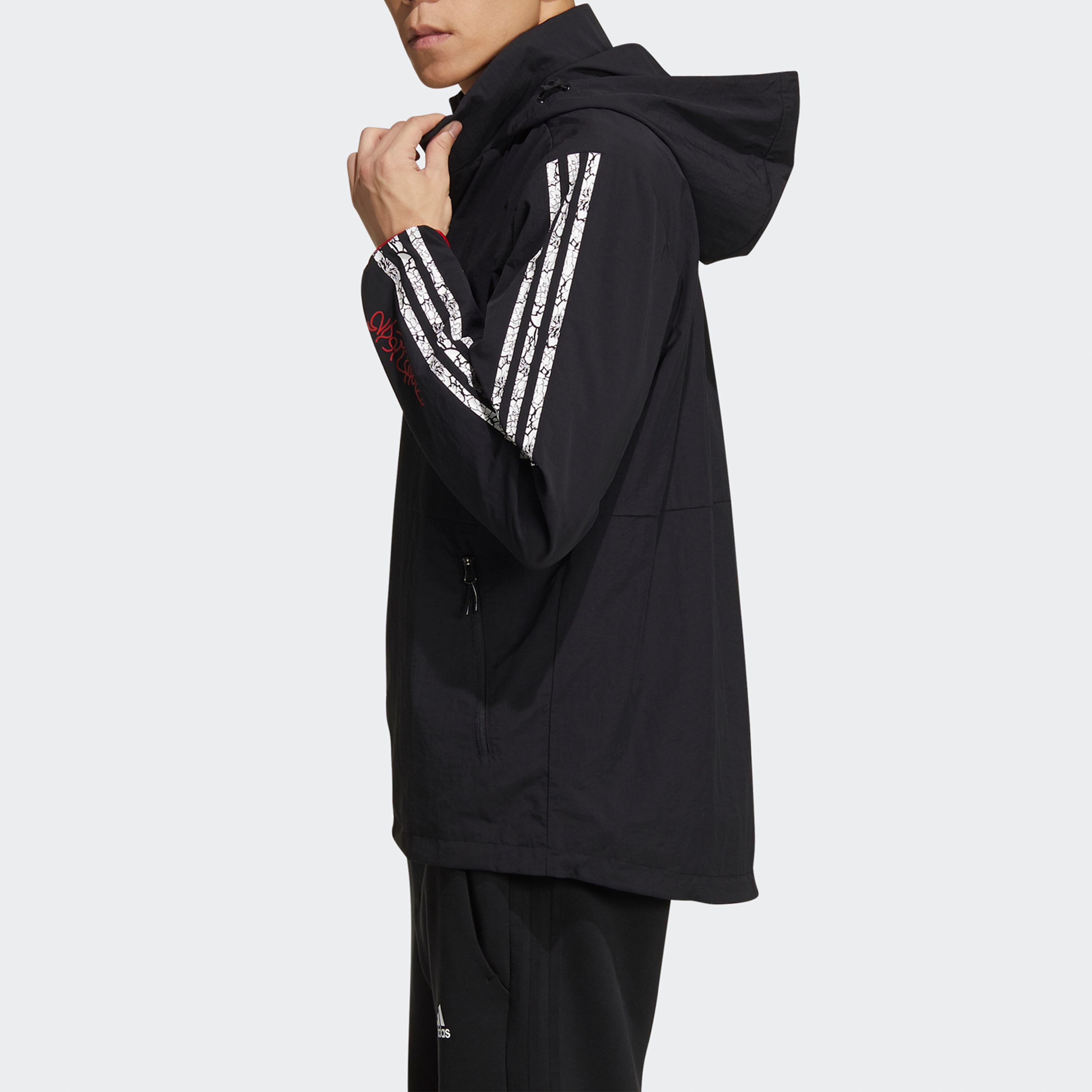 Details for adidas VD 復古條紋黑色運動風衣夾克 休閒外套 GV5151