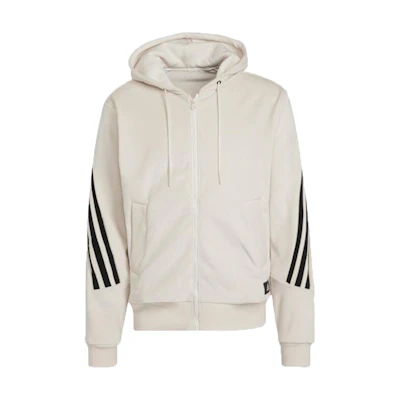 adidas Velvet Back Stripe Logo Hoodie Jacket - Off White H47895