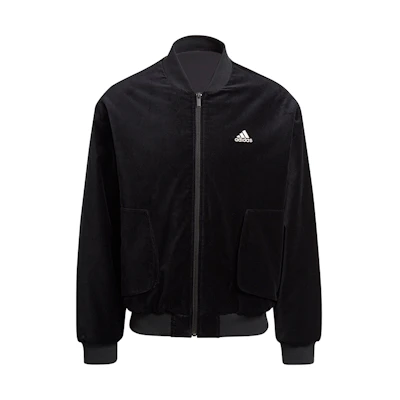 adidas Velvet Bomber Jacket Black Long-Sleeve Sportswear H25097