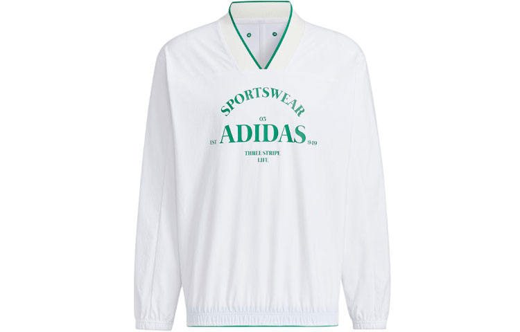 adidas Verbiage Colorblock V-Neck Pullover Sweatshirt White Retro Style JE3669