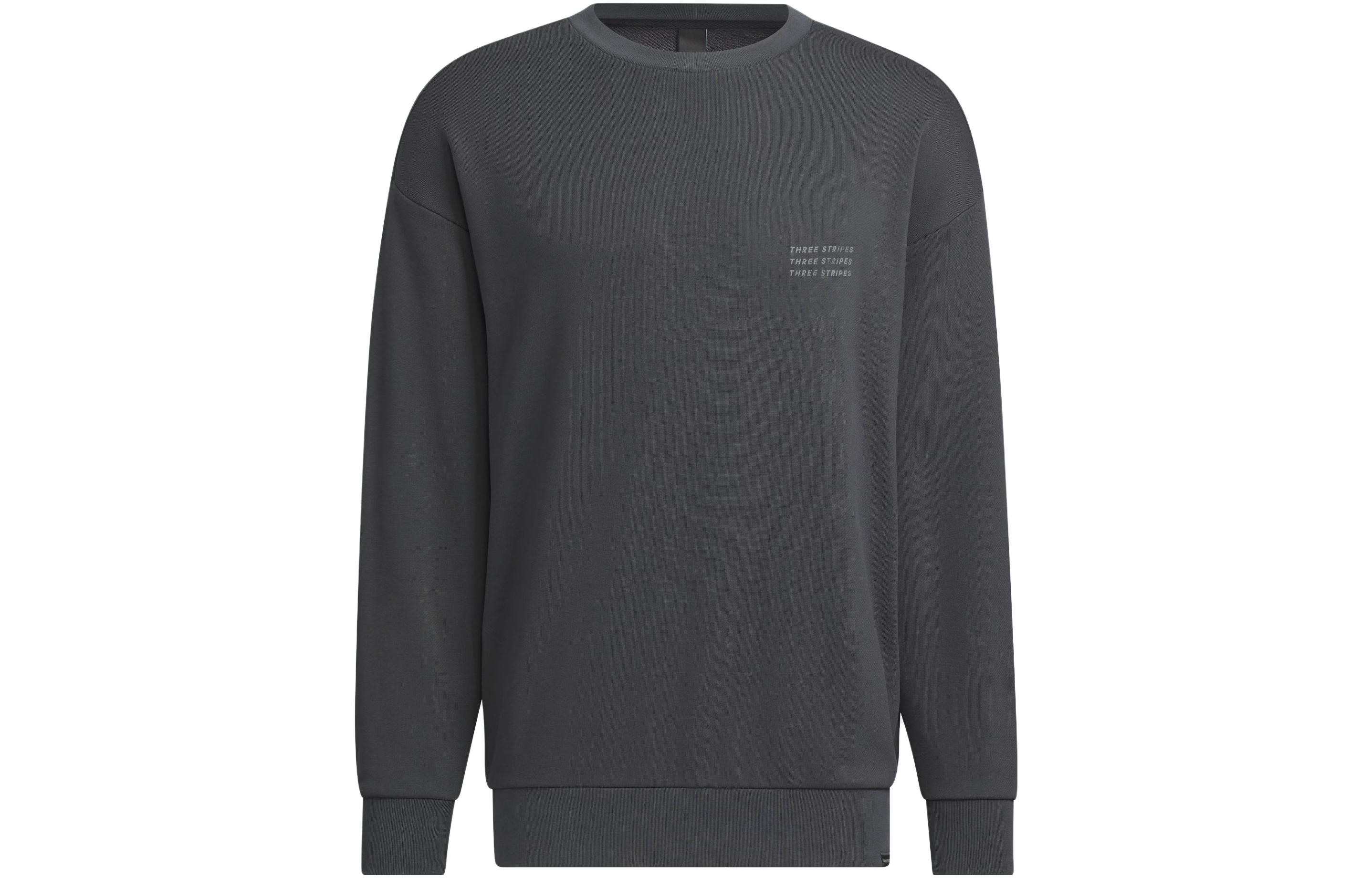 adidas Verbiage Crew Sweatshirt Black Casual Printed Pullover IS7421