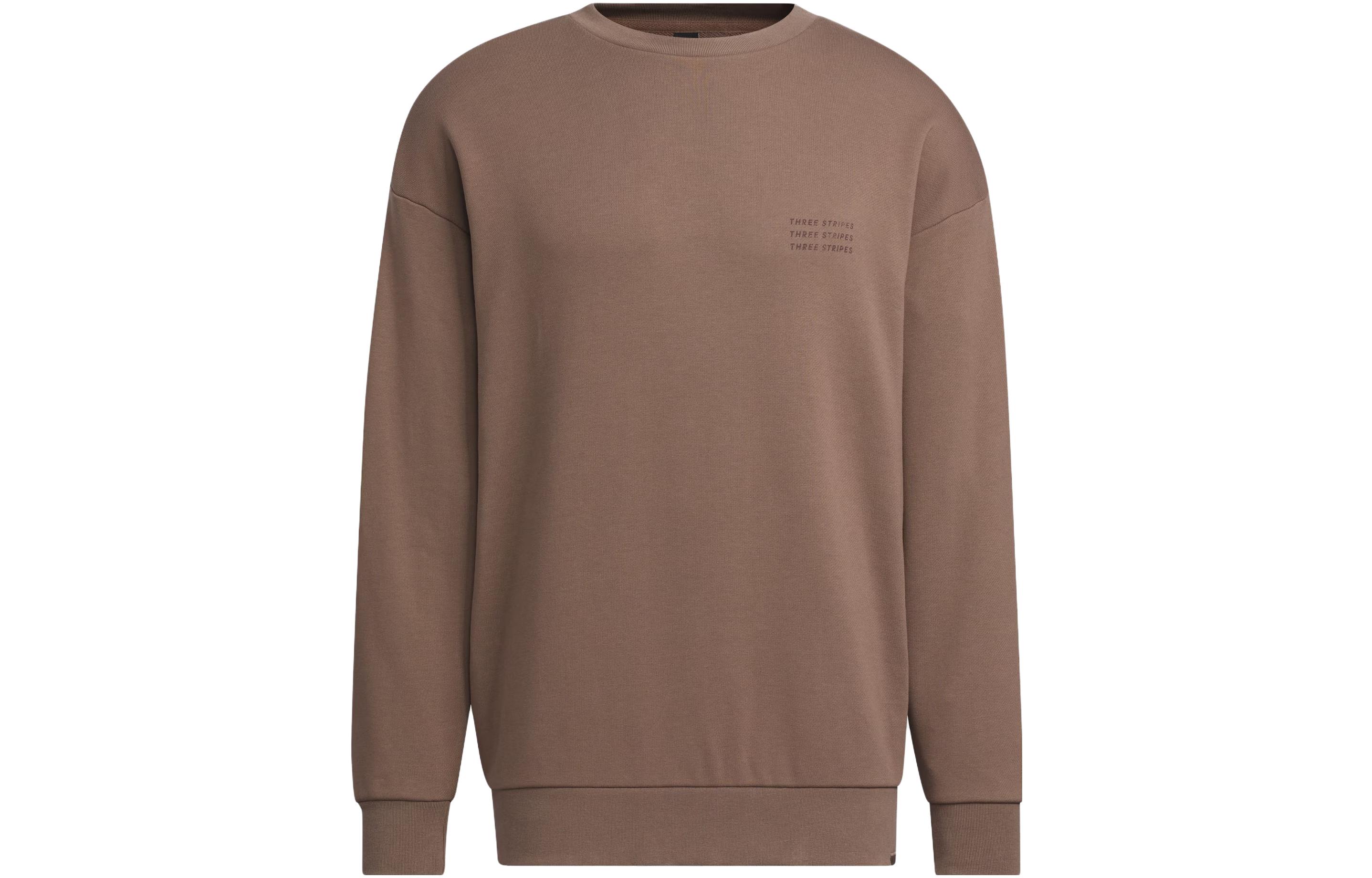 adidas Verbiage Crew Sweatshirt Brown Casual Loose Fit Pullover IS7423