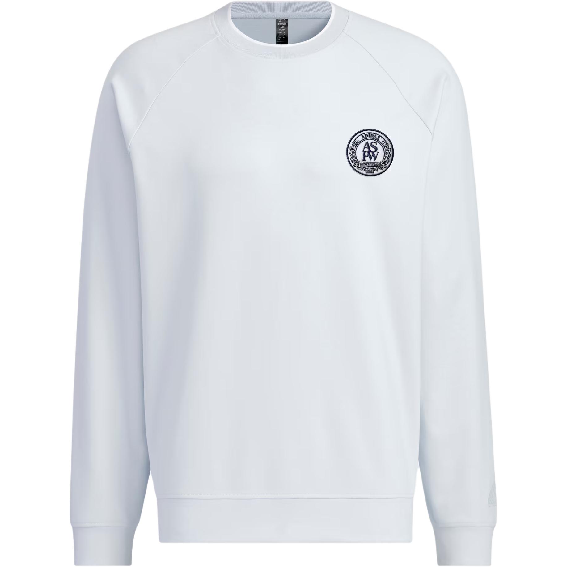 adidas Verbiage Doubleknit Pullover Sweatshirt Light Blue Mens Casual Crewneck JI6459