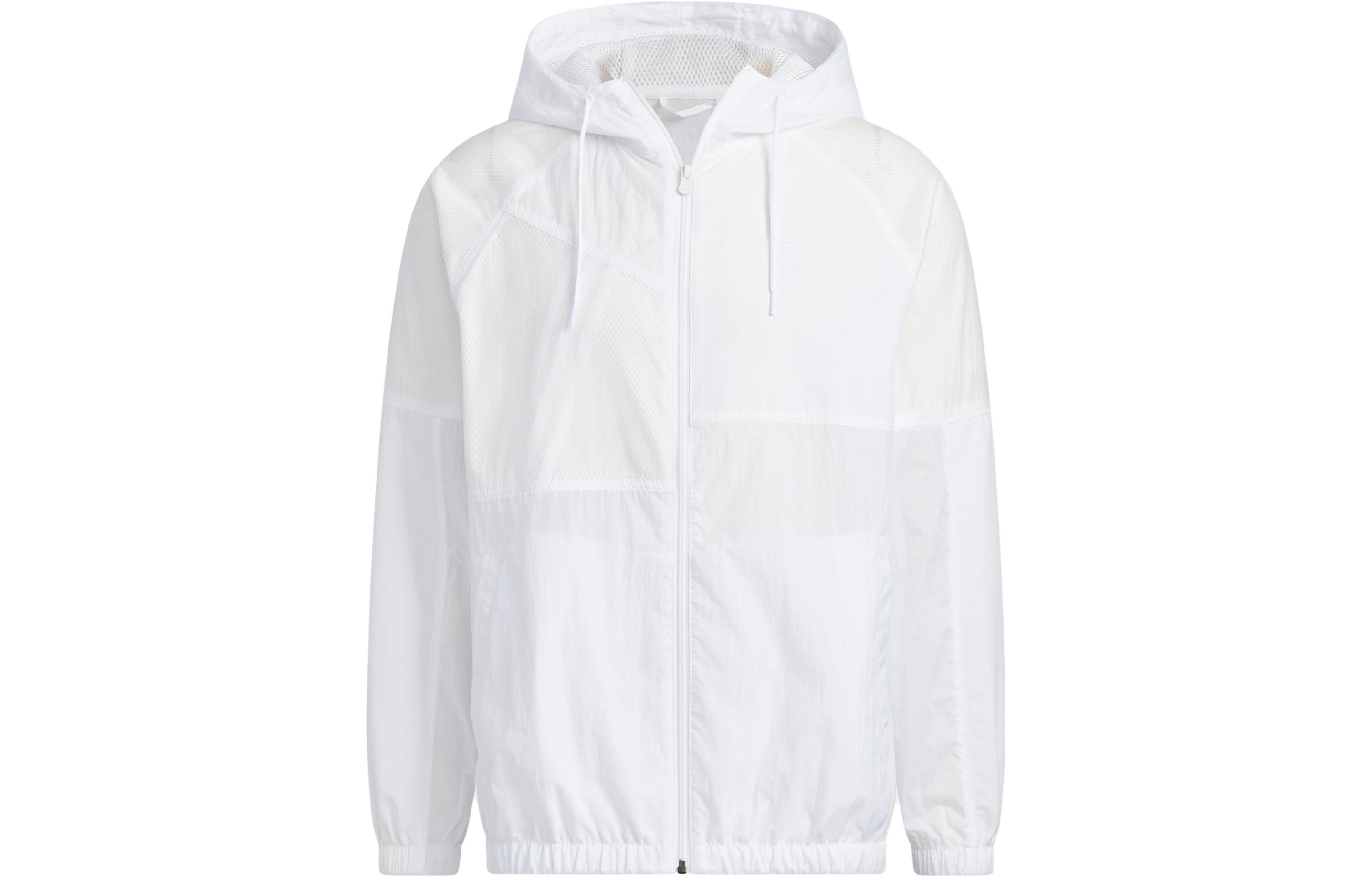 adidas Vibe Collective White Unisex Loose Fit Hooded Windbreaker Jacket IA6741