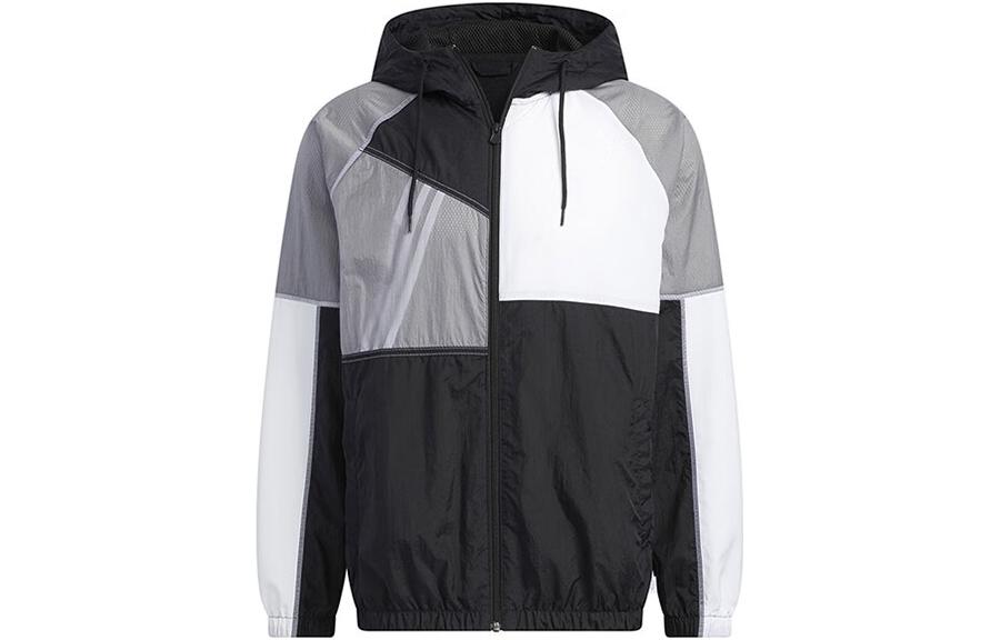 adidas Vibe Collective Windbreaker Colorblock Hoodie Jacket Unisex Black White IA6742