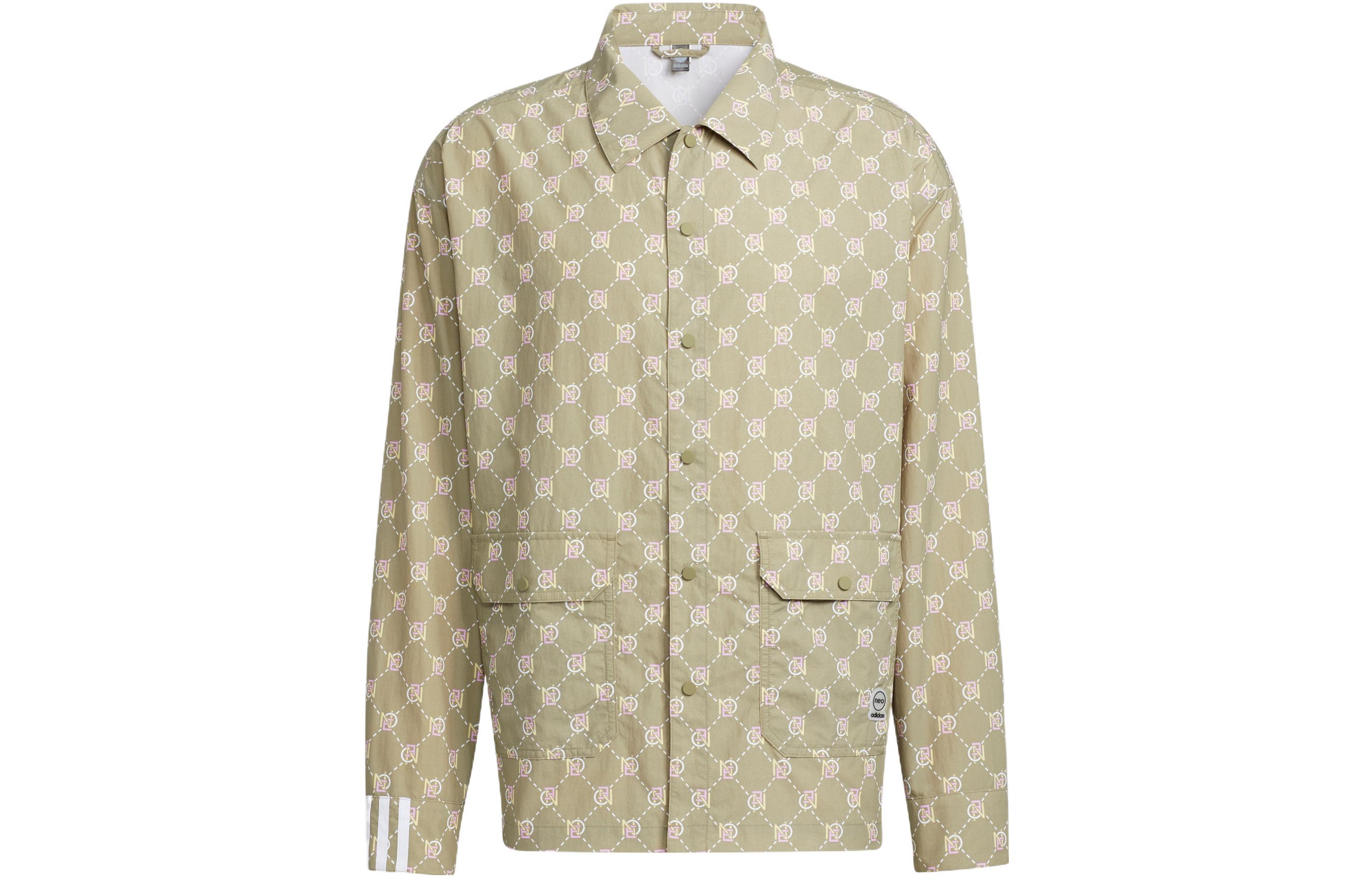 adidas Vintage Monogram Print Collared Jacket Brown Fall Edition HM2039