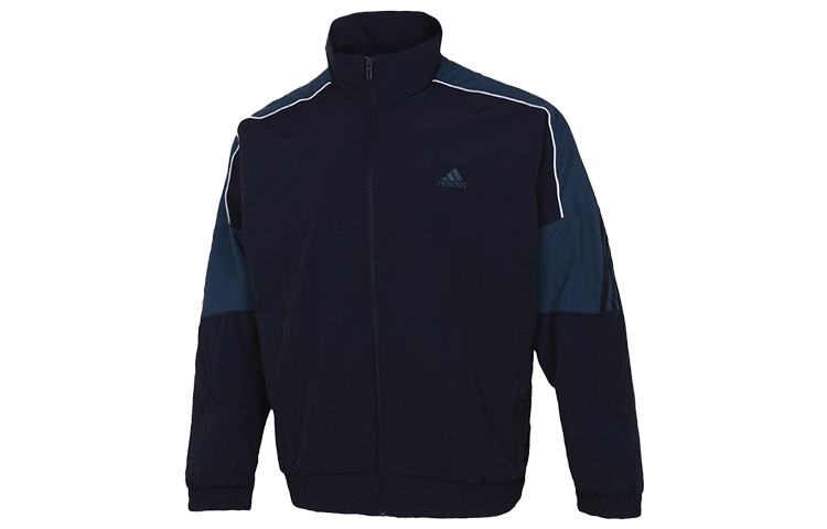adidas Vintage Stand-Collar Woven Jacket Colorblock Striped Blue GT6356