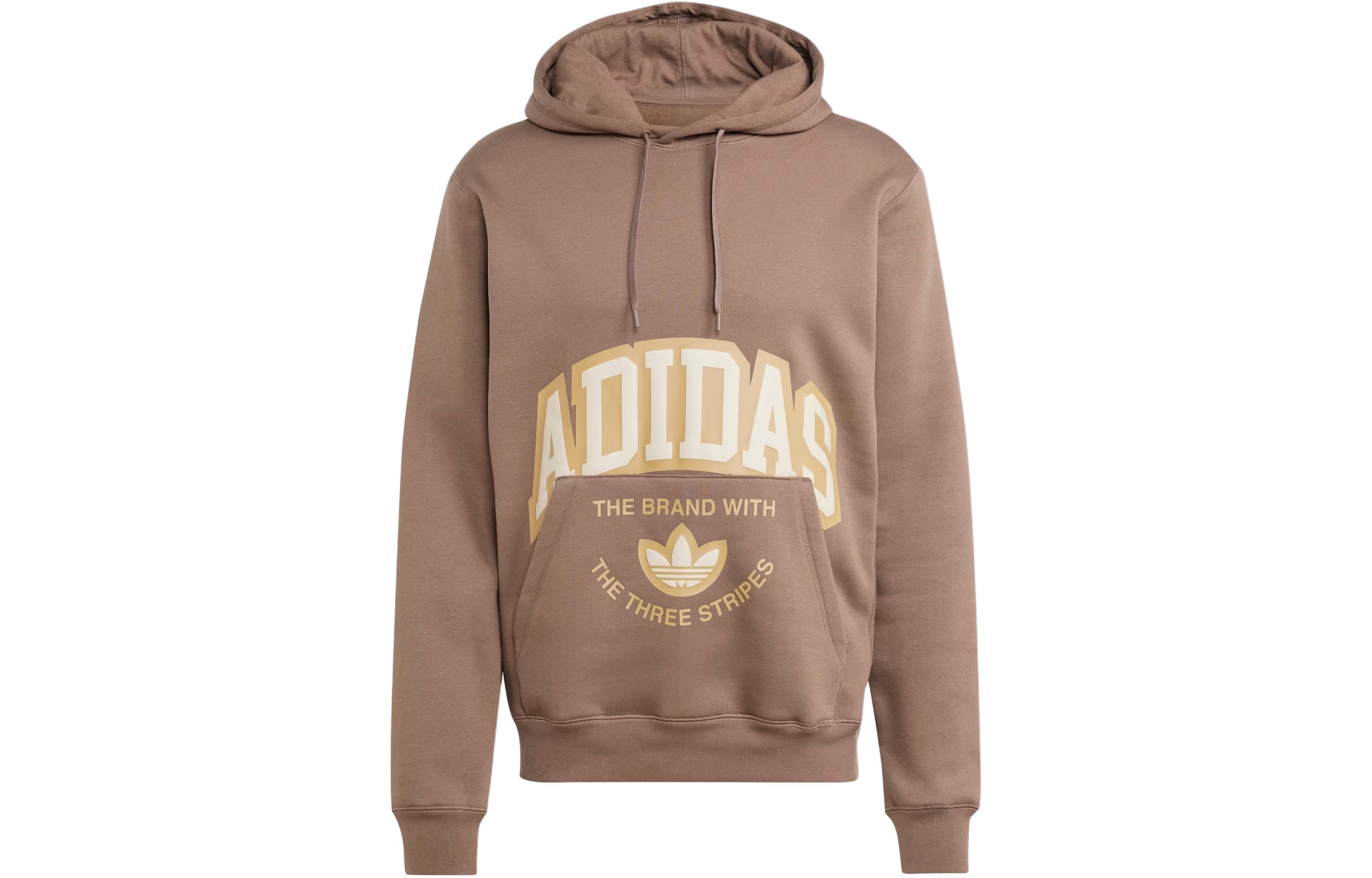 adidas VRCT Hoodie Fleece Pullover with Logo Print - Earth Brown IS0237