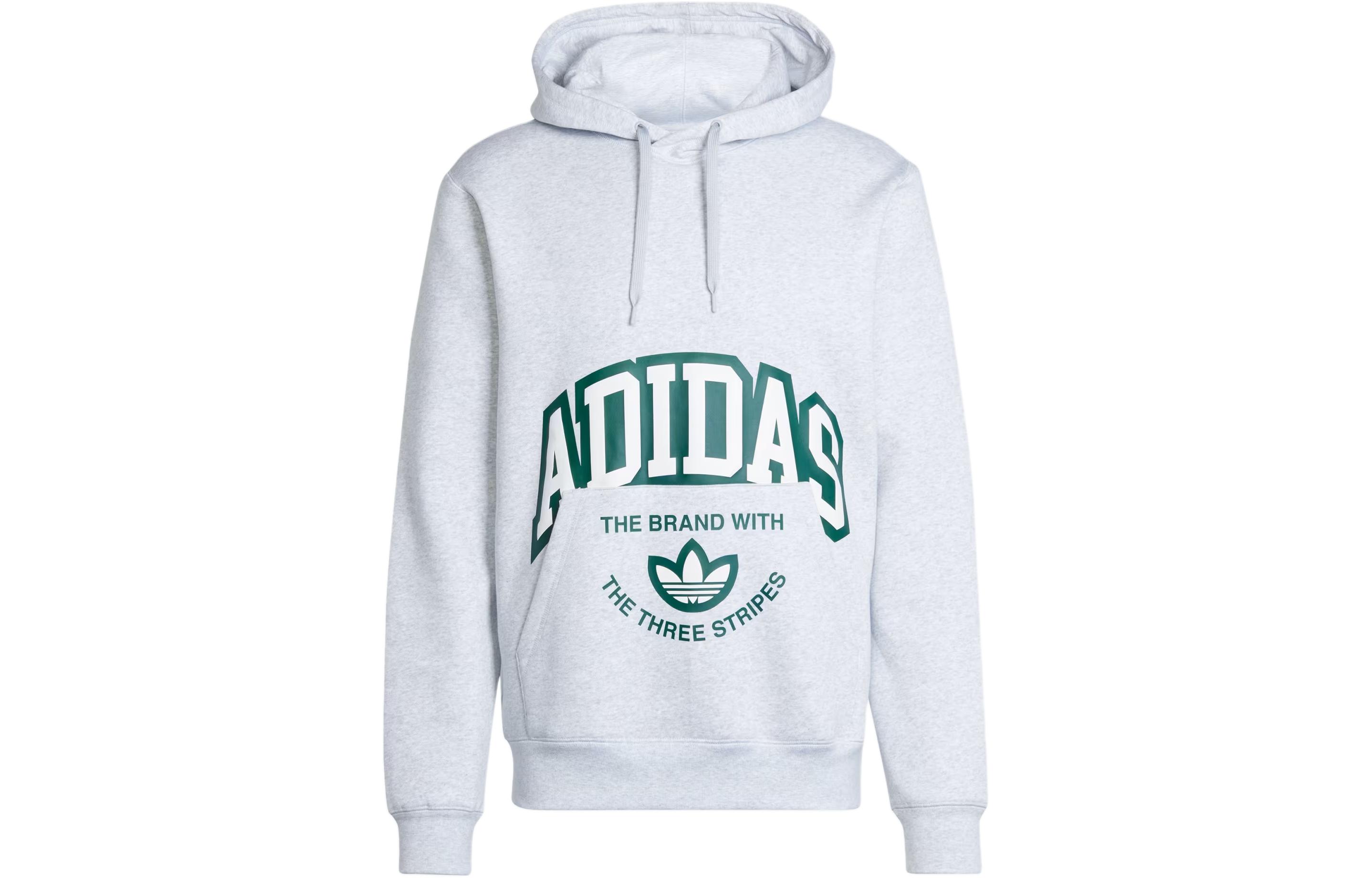 adidas VRCT Hoodie Light Grey Fleece Logo Print Pullover IS2928