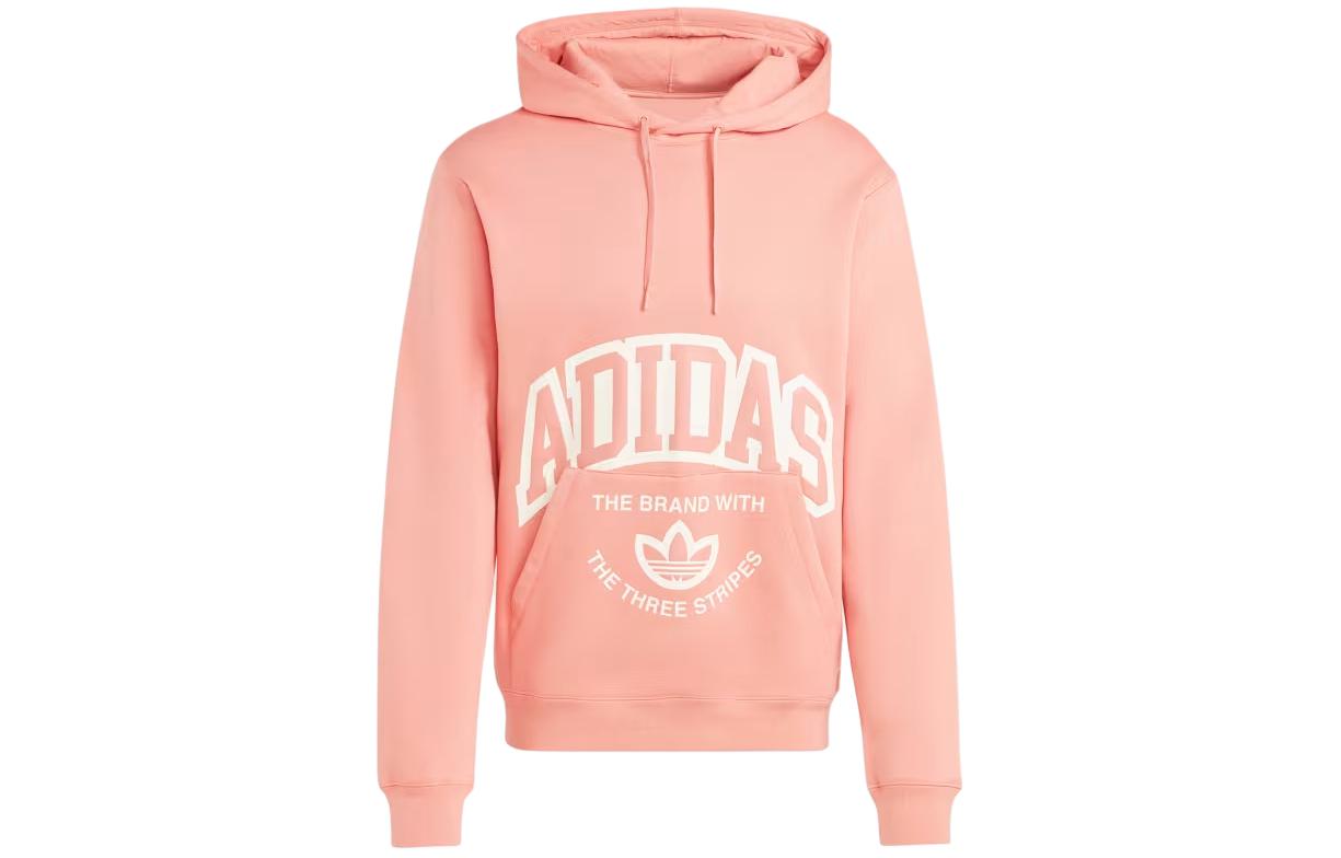 adidas VRCT Hoodie Pink Pullover with Front Logo Letter Print IS0247