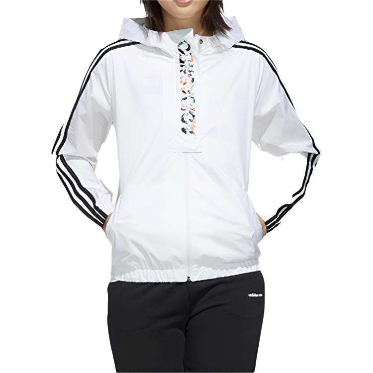 adidas W Faves WB Floral Logo Hoodie Jacket Unisex White FP7321