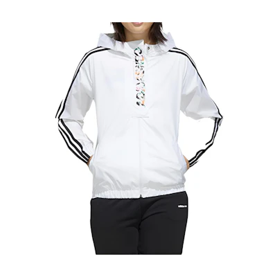 adidas W Faves WB Floral Logo Hoodie Jacket Unisex White FP7321