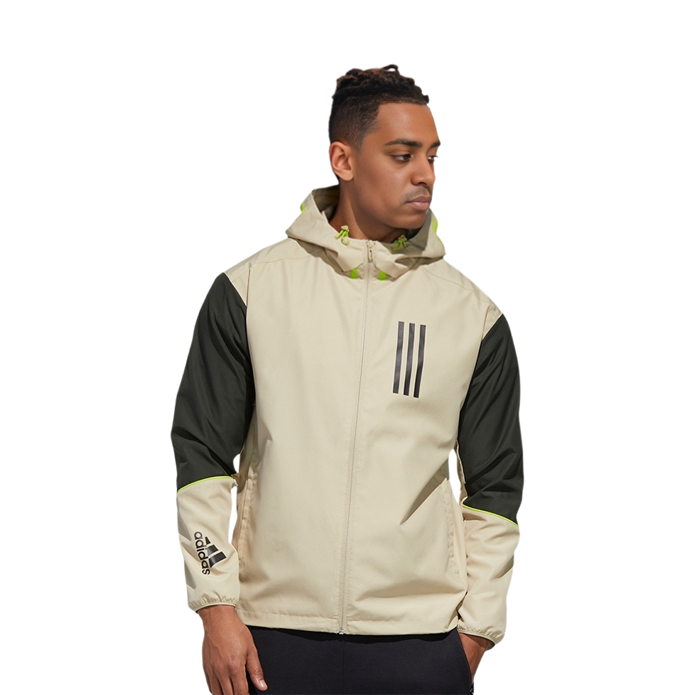 Shop adidas WND Jaket Olahraga Kasual Wanita Warna Khaki Gelap GF4014