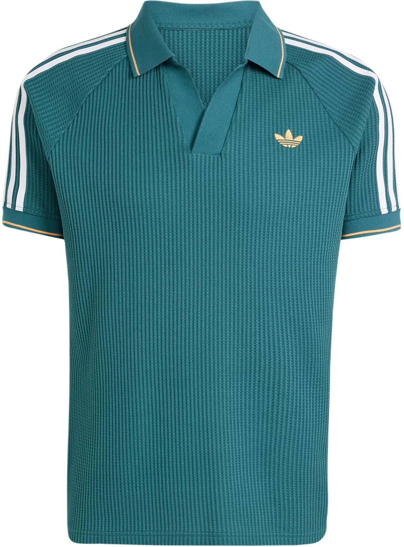 adidas-waffle-knit-retro-striped-raglan-polo-shirt-green-orange-white-kc-0691