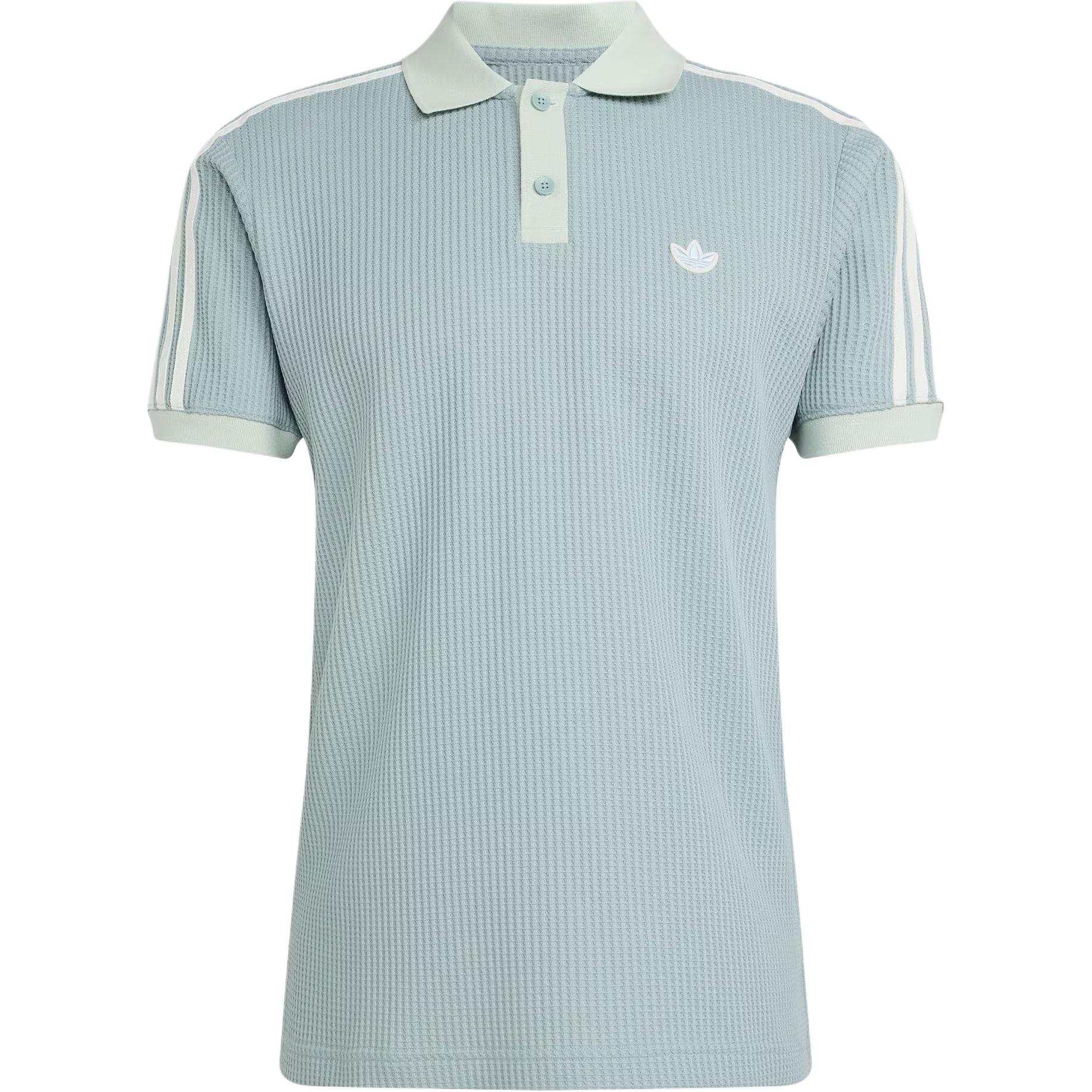 adidas Waffle Knit Striped Loose Fit Polo Shirt KX1231
