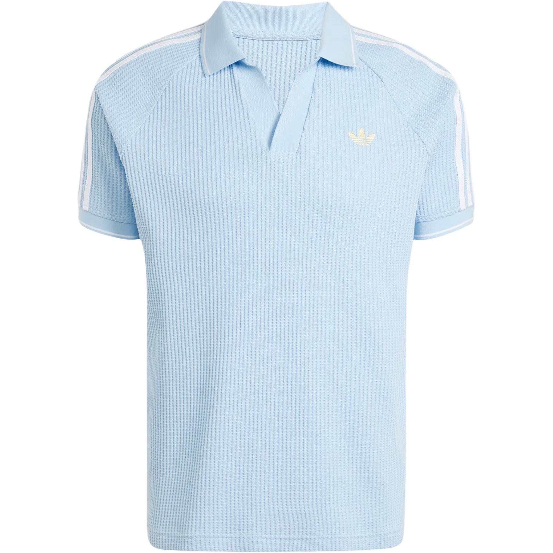 adidas Waffle Knit Striped Raglan Polo Shirt Pink/Blue/Yellow/White - Casual KC0690