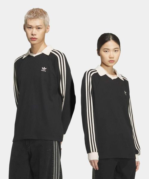 Order adidas 華夫格長袖翻領T恤 - 黑色 KQ6866