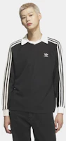 Shop adidas 華夫格長袖翻領T恤 - 黑色 KQ6866