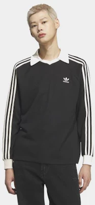 adidas 華夫格長袖翻領T恤 - 黑色 KQ6866 Shop adidas 華夫格長袖翻領T恤 - 黑色 KQ6866