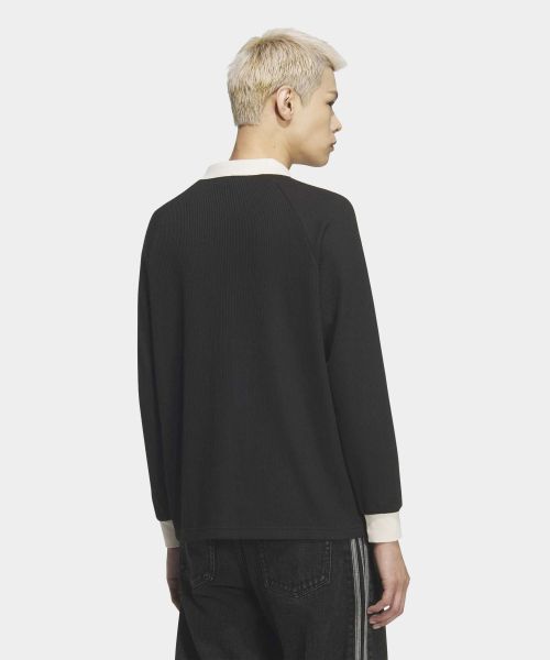 Purchase adidas 華夫格長袖翻領T恤 - 黑色 KQ6866