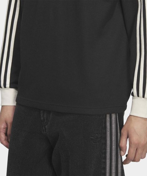 Details for adidas 華夫格長袖翻領T恤 - 黑色 KQ6866