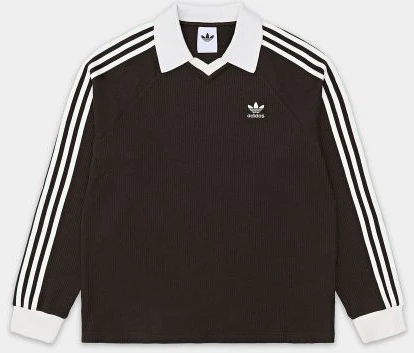 adidas-waffle-long-sleeve-polo-tee-dark-brown-kq-6868