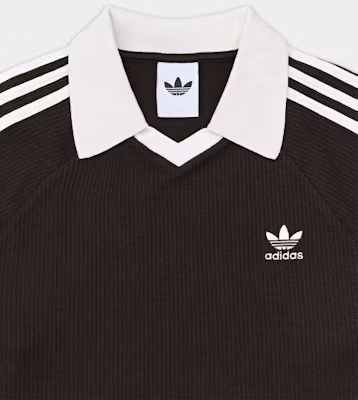 adidas Waffle Long Sleeve Polo Tee - Dark Brown KQ6868 Lookbook adidas Waffle Long Sleeve Polo Tee - Dark Brown KQ6868
