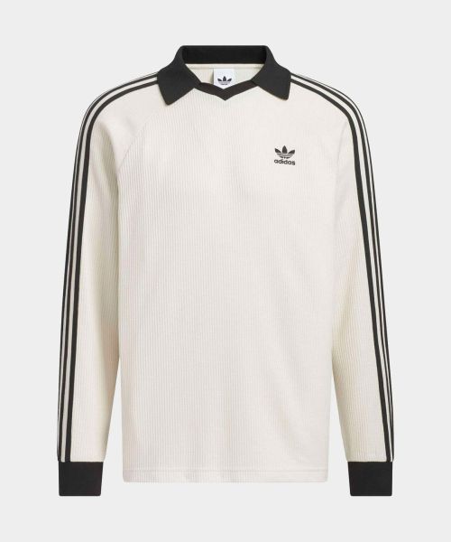 adidas Waffle Long Sleeve Polo Tee - Wonder White KQ6867