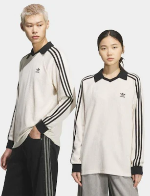 adidas Waffle Long Sleeve Polo Tee - Wonder White KQ6867 Order adidas Waffle Long Sleeve Polo Tee - Wonder White KQ6867