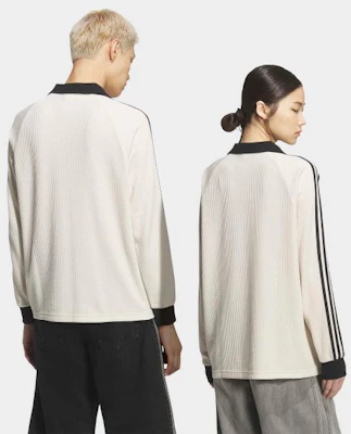 adidas Waffle Long Sleeve Polo Tee - Wonder White KQ6867 Lookbook adidas Waffle Long Sleeve Polo Tee - Wonder White KQ6867