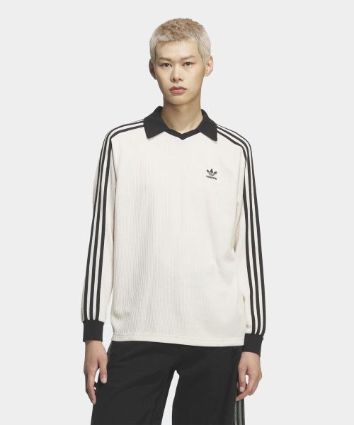 Shop adidas Waffle Long Sleeve Polo Tee - Wonder White KQ6867