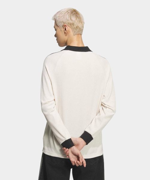 Sizing adidas Waffle Long Sleeve Polo Tee - Wonder White KQ6867
