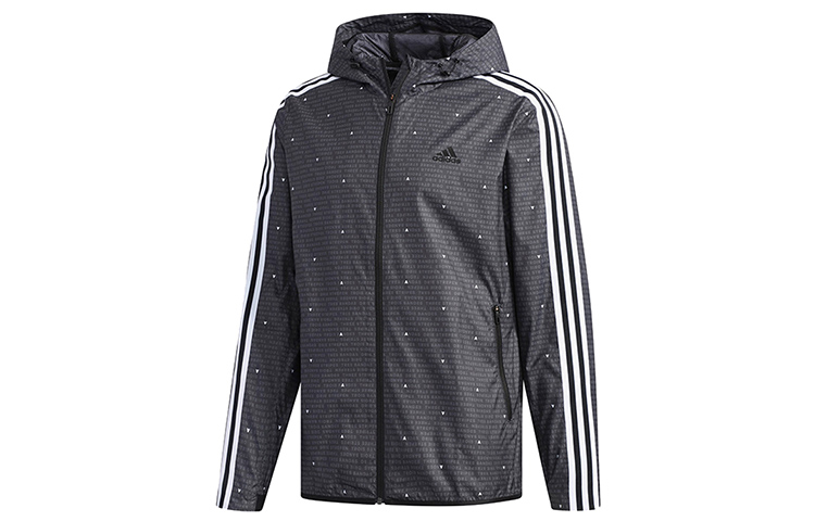 adidas WB AOP 3-Stripes Woven Hooded Jacket Black DW4616