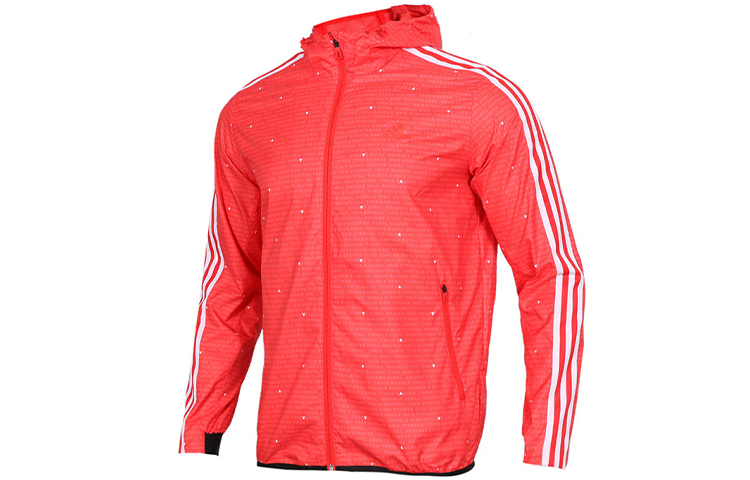 adidas WB AOP 3-Stripes Woven Hoodie Jacket Red Casual Sportswear DW4623