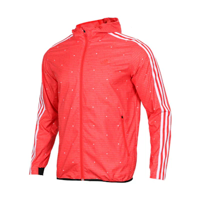 adidas WB AOP 3-Stripes Woven Hoodie Jacket Red Casual Sportswear DW4623