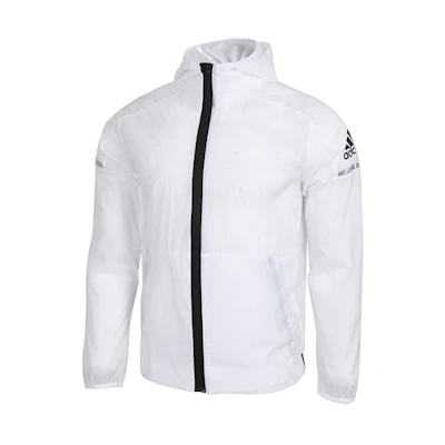 adidas WB Light Logo Print White Woven Hooded Jacket FI8758