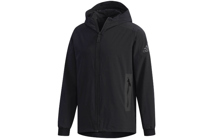 adidas WB Urban Logo Print Woven Hooded Jacket Black DW4624