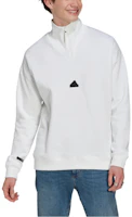 adidas White 1/2-Zip Pullover Sweatshirt with Minimal Logo Patch HG2074 adidas White 1/2-Zip Pullover Sweatshirt with Minimal Logo Patch HG2074
