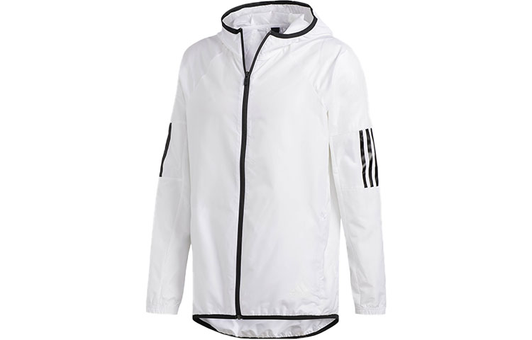 adidas White 3-Stripes Casual Sports Hoodie Jacket DU1962