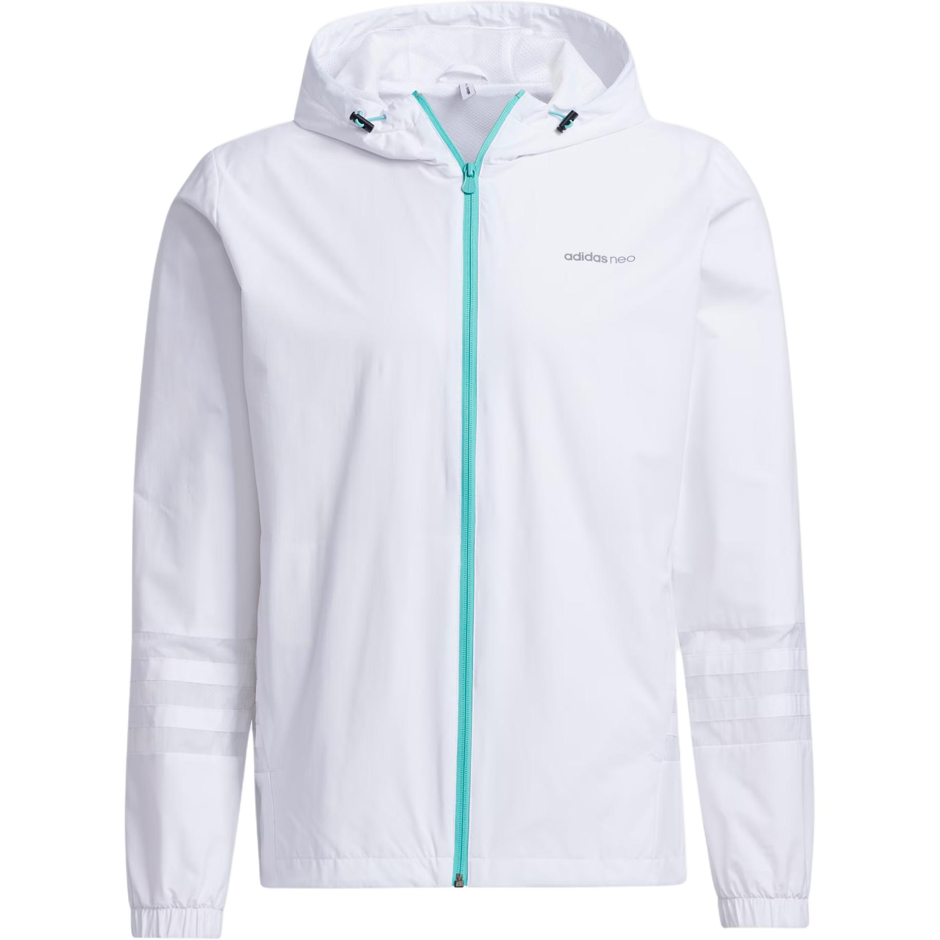 adidas White Casual Regular Fit Zip-Up Hoodie Jacket GR6927