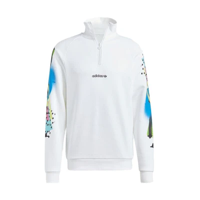 adidas White Colorful Print High-Neck Long Sleeve Sweatshirt Japan Edition IN2372-JAPAN