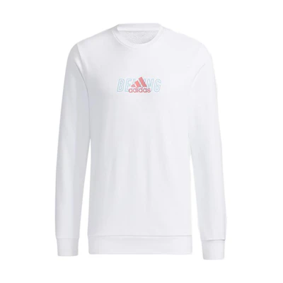 adidas White Embroidered Logo Pullover Crewneck Sweatshirt GS2211