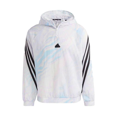 adidas White Full-Print Half-Zip Hooded Jacket IC3706
