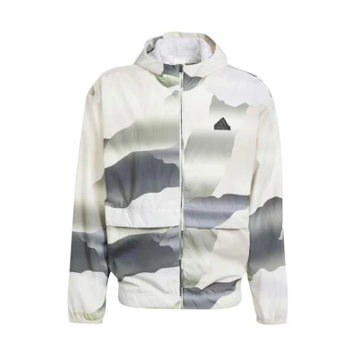 adidas White Graphic Print Zip-Up Hooded Jacket IN3707
